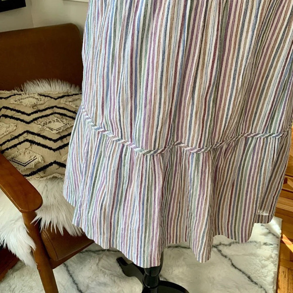 Striped Crewneck Button-Front Tiered Mini Dress - Picture 7 of 10